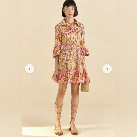 FARM Rio Dresses & Skirts - Farm Rio Painted Bananas Cotton Fit & Flare Belted Dress